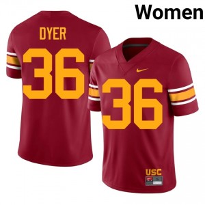Officially Licensed Peyton Dyer #36 Trojans Cardinal Alternate Jersey | Women University Football Stitch Fan Gear 86595967