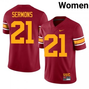 USC RJ Sermons #21 Cardinal Alternate Jersey | Pro Cut Stitch NCAA Football Women Apparel 87234683