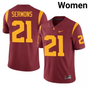 Elite Thread RJ Sermons #21 Trojans Cardinal Jersey | Women University Football Embroidery Fan Gear 92916823