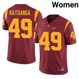 Cardinal Simote Katoanga #49 USC Trojans Jersey | Women High School Football Moisture Wicking Embroidery 56093837