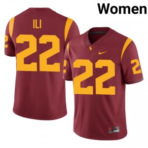 #22 Talanoa Ili Trojans Cardinal Jersey | Authentic Embroidery Women Player Football Gear 52470723