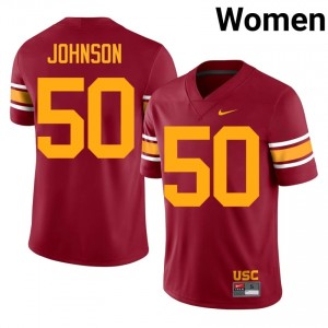 Top-Tier Taylor Johnson #50 Trojans Cardinal Alternate Jersey | Women University Football Swen Fan Gear 68801075