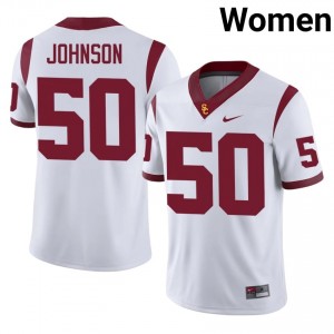 White Taylor Johnson #50 USC Trojans Jersey | Women High School Football Licensed Stitched 21982299