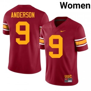 USC Terrell Anderson #9 Cardinal Alternate Jersey | Genuine Stitch NCAA Football Women Apparel 31724341