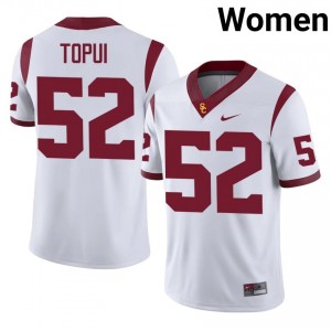 Tomuhini Topui #52 USC Trojans Jersey | Exclusive White College Football Women Stitched 82271807