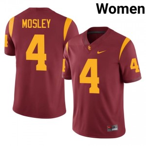 USC Trent Mosley #4 Cardinal Jersey | Essential Embroidery NCAA Football Women Apparel 37142891