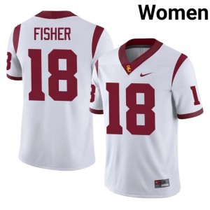White Zuriah Fisher #18 USC Trojans Jersey | Women High School Football Licensed Stitched 57143226