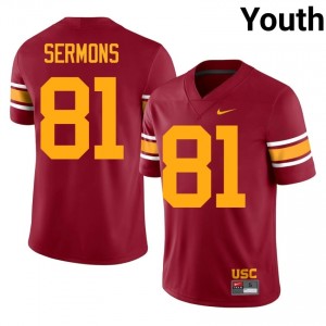 #81 Cameron Sermons Trojans Cardinal Alternate Jersey | Elite Swen Youth Player Football Gear 22348831