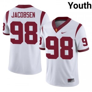 Top-Tier Cash Jacobsen #98 Trojans White Jersey | Youth University Football Stitched Fan Gear 32161648