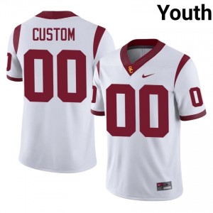 White Custom #00 USC Trojans Jersey | Youth High School Football Moisture Wicking Stitched 96417969