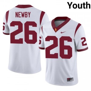 Elite Thread Elijah Newby #26 Trojans White Jersey | Youth University Football Stitched Fan Gear 48413920