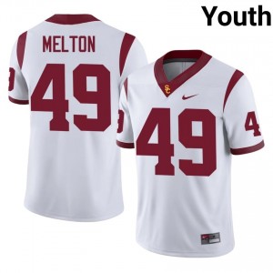 #49 Fisher Melton Trojans White Jersey | Alumni Stitched Youth Player Football Gear 59797587