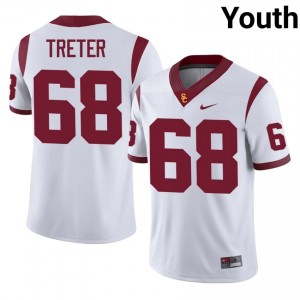Elite Thread Hayden Treter #68 Trojans White Jersey | Youth University Football Stitched Fan Gear 70225521
