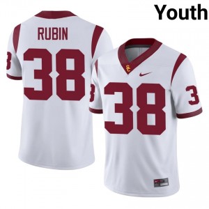 White Isaiah Rubin #38 USC Trojans Jersey | Youth High School Football Licensed Stitched 43025884