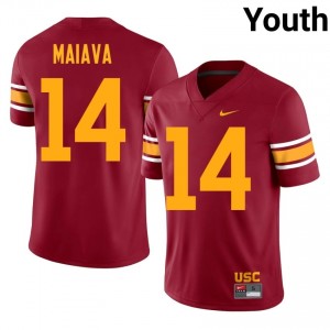 #14 Jayden Maiava Trojans Cardinal Alternate Jersey | Authentic Stitch Youth Player Football Gear 51415383