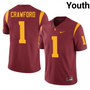 Kameryn Crawford #1 USC Trojans Jersey | Pro-Grade Cardinal College Football Youth Embroidery 95045099