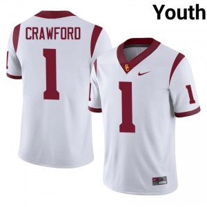 USC Kameryn Crawford #1 White Jersey | Genuine Stitched NCAA Football Youth Apparel 43761517