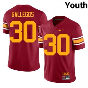 #30 Marquis Gallegos Trojans Cardinal Alternate Jersey | Alumni Stitch Youth Player Football Gear 50623225