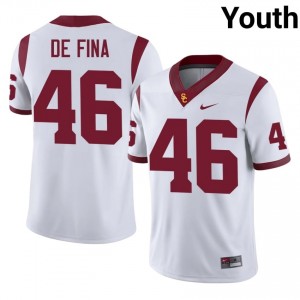 Officially Licensed Nick De Fina #46 Trojans White Jersey | Youth University Football Stitched Fan Gear 95402255