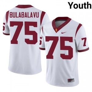 Durable Ratumana Bulabalavu #75 Trojans White Jersey | Youth University Football Stitched Fan Gear 60777143