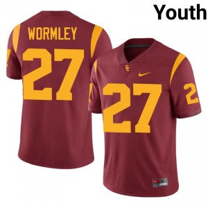 #27 Riley Wormley Trojans Cardinal Jersey | Alumni Embroidery Youth Player Football Gear 68658899