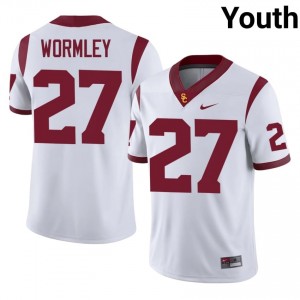 White Riley Wormley #27 USC Trojans Jersey | Youth High School Football Fresh Stitched 85075763