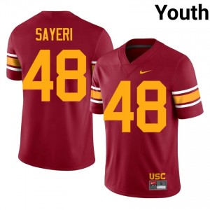 Elite Thread Ryon Sayeri #48 Trojans Cardinal Alternate Jersey | Youth University Football Stitch Fan Gear 99837327