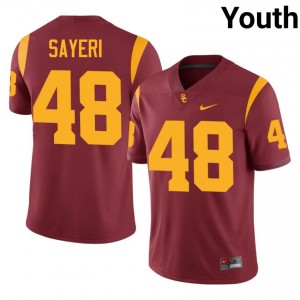 #48 Ryon Sayeri Trojans Cardinal Jersey | Authentic Embroidery Youth Player Football Gear 28323606