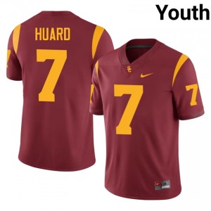 #7 Sam Huard Trojans Cardinal Jersey | Authentic Embroidery Youth Player Football Gear 23227521