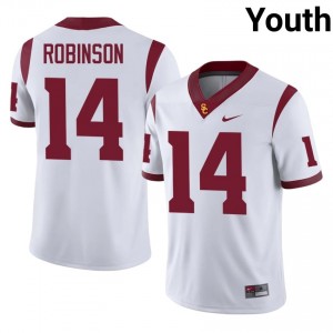 Ta'Mere Robinson #14 USC Trojans Jersey | Iconic White College Football Youth Stitched 29677103