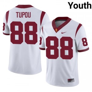 Officially Licensed Taniela Tupou #88 Trojans White Jersey | Youth University Football Stitched Fan Gear 57407734