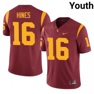 #16 Tanook Hines Trojans Cardinal Jersey | Classic Embroidery Youth Player Football Gear 45531965