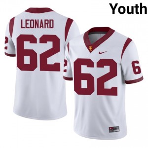 #62 Travis Leonard Trojans White Jersey | Elite Stitched Youth Player Football Gear 80932008