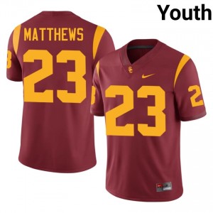 USC Walter Matthews #23 Cardinal Jersey | Genuine Embroidery NCAA Football Youth Apparel 23124990