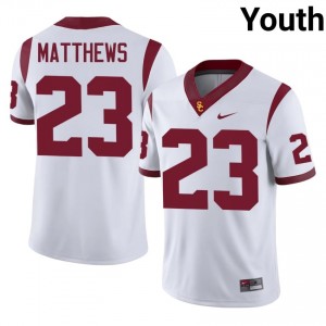 #23 Walter Matthews Trojans White Jersey | Elite Stitched Youth Player Football Gear 24070384