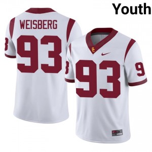 #93 William Weisberg Trojans White Jersey | Alumni Stitched Youth Player Football Gear 99576475