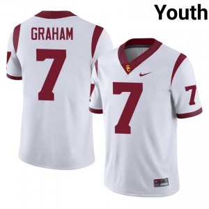 #7 Alex Graham Trojans White Jersey | Authentic Stitched Youth Player Football Gear 60326791