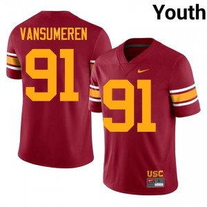 #91 Alex VanSumeren Trojans Cardinal Alternate Jersey | Elite Swen Youth Player Football Gear 31184663