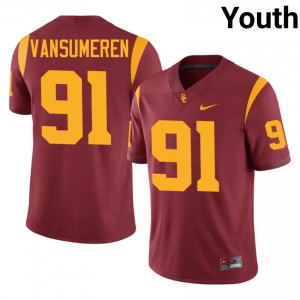 Alex VanSumeren #91 USC Trojans Jersey | Pro-Grade Cardinal College Football Youth Embroidery 44633220
