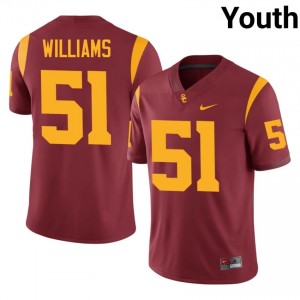 Durable Andrew Williams #51 Trojans Cardinal Jersey | Youth University Football Embroidery Fan Gear 22142686