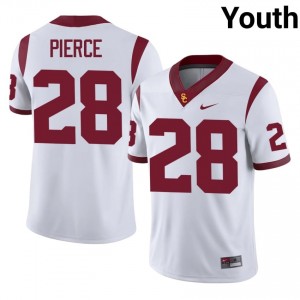 #28 Carrington Pierce Trojans White Jersey | Authentic Stitched Youth Player Football Gear 60547180