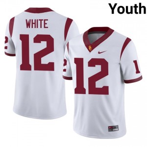 White Charles White #12 USC Trojans Jersey | Youth High School Football Licensed Stitched 72004106