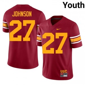 Officially Licensed Chasen Johnson #27 Trojans Cardinal Alternate Jersey | Youth University Football Stitch Fan Gear 36969853