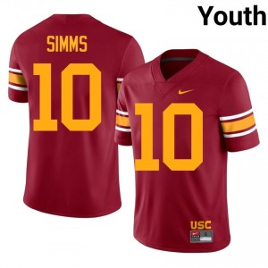 Cardinal Corey Simms #10 USC Trojans Alternate Jersey | Youth High School Football Moisture Wicking Stitch 29314180