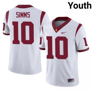 #10 Corey Simms Trojans White Jersey | Classic Stitched Youth Player Football Gear 49217037
