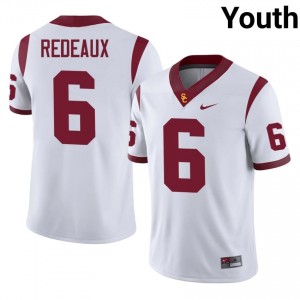 White Deshonne Redeaux #6 USC Trojans Jersey | Youth High School Football Fresh Stitched 90171782