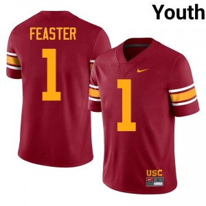 Elite Thread Ethan Feaster #1 Trojans Cardinal Alternate Jersey | Youth University Football Stitch Fan Gear 76959836