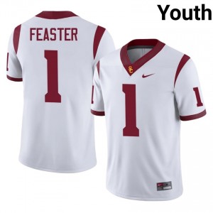 White Ethan Feaster #1 USC Trojans Jersey | Youth High School Football Limited Stitched 58958154