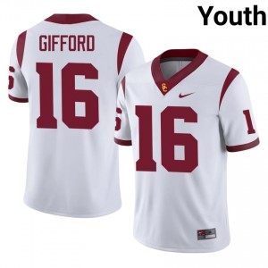 White Frank Gifford #16 USC Trojans Jersey | Youth High School Football Moisture Wicking Stitched 14119122