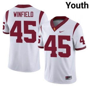 Officially Licensed Jaimeon Winfield #45 Trojans White Jersey | Youth University Football Stitched Fan Gear 60252552